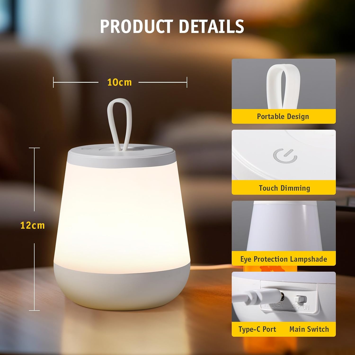 Diboniur Touch Bedroom Bedside Lamp, Multi-Color Night Light Baby Night Light Child Rechargeable LED Night Light Adult with Remote Control, Warm Fashion 16 RGB Colours