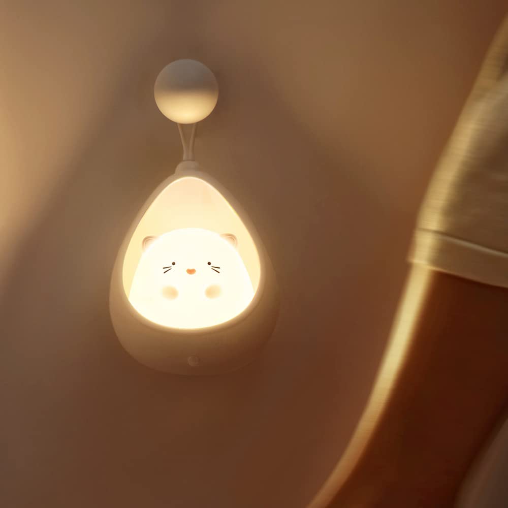 S_way Cute Night Light for Children, LED Bedside Lamp with Motion Sensor, Portable Hook, USB Rechargeable Animal Lamp for Baby Room, Birthday Gift