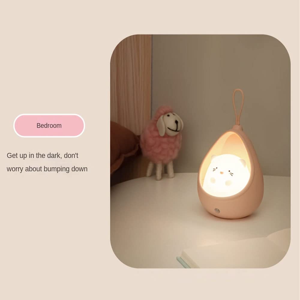 S_way Cute Night Light for Children, LED Bedside Lamp with Motion Sensor, Portable Hook, USB Rechargeable Animal Lamp for Baby Room, Birthday Gift