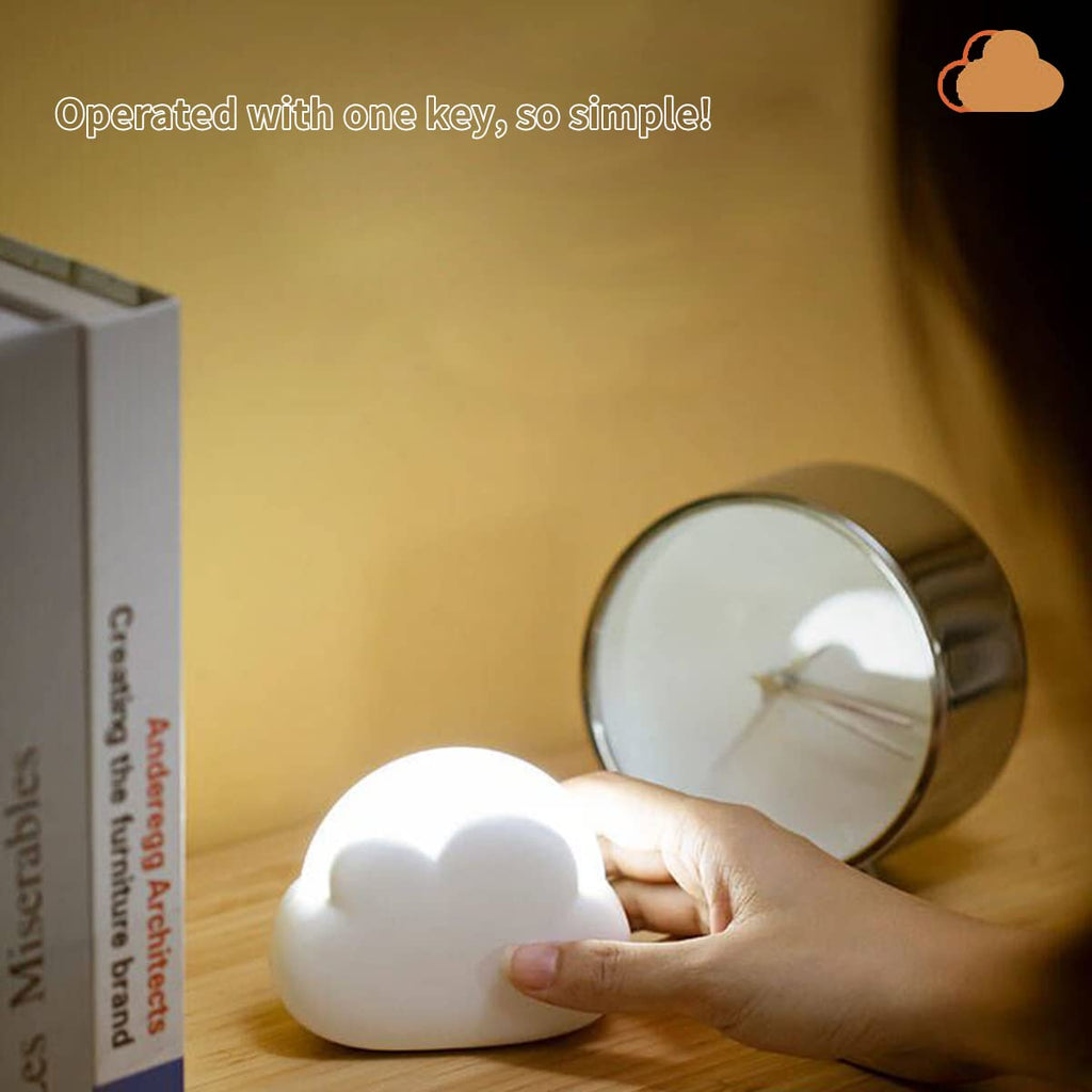 Cloud Night Light for Bedroom, Cute Bedside Lamp for Kids, Portable USB Rechargeable Yellow and White Lighting, Kawaii Room Decoration Birthday Gift (Blue)
