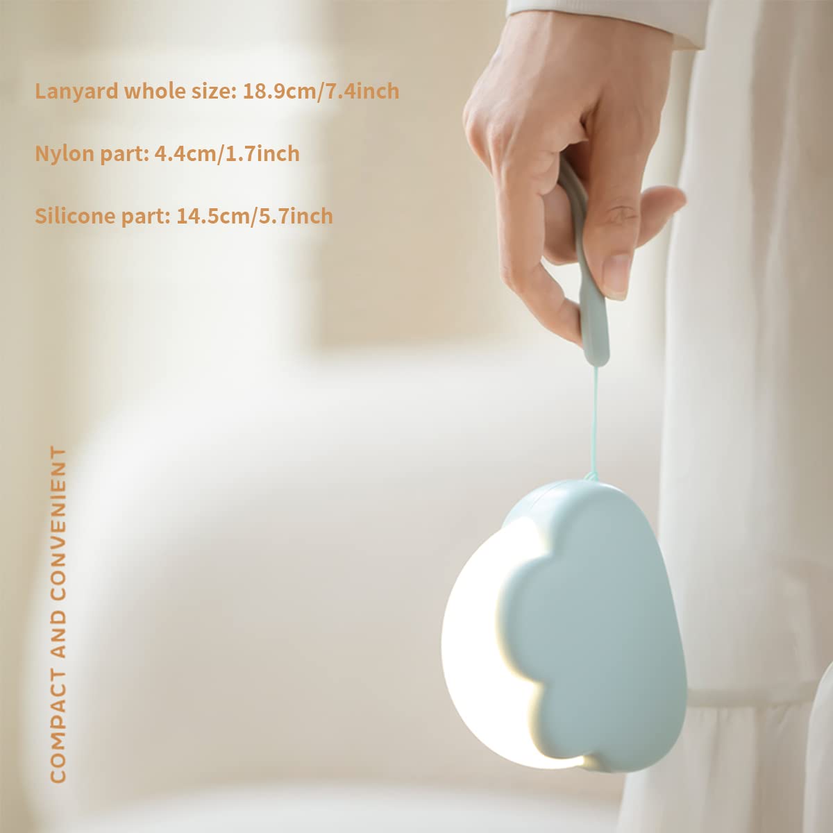 Cloud Night Light for Bedroom, Cute Bedside Lamp for Kids, Portable USB Rechargeable Yellow and White Lighting, Kawaii Room Decoration Birthday Gift (Blue)