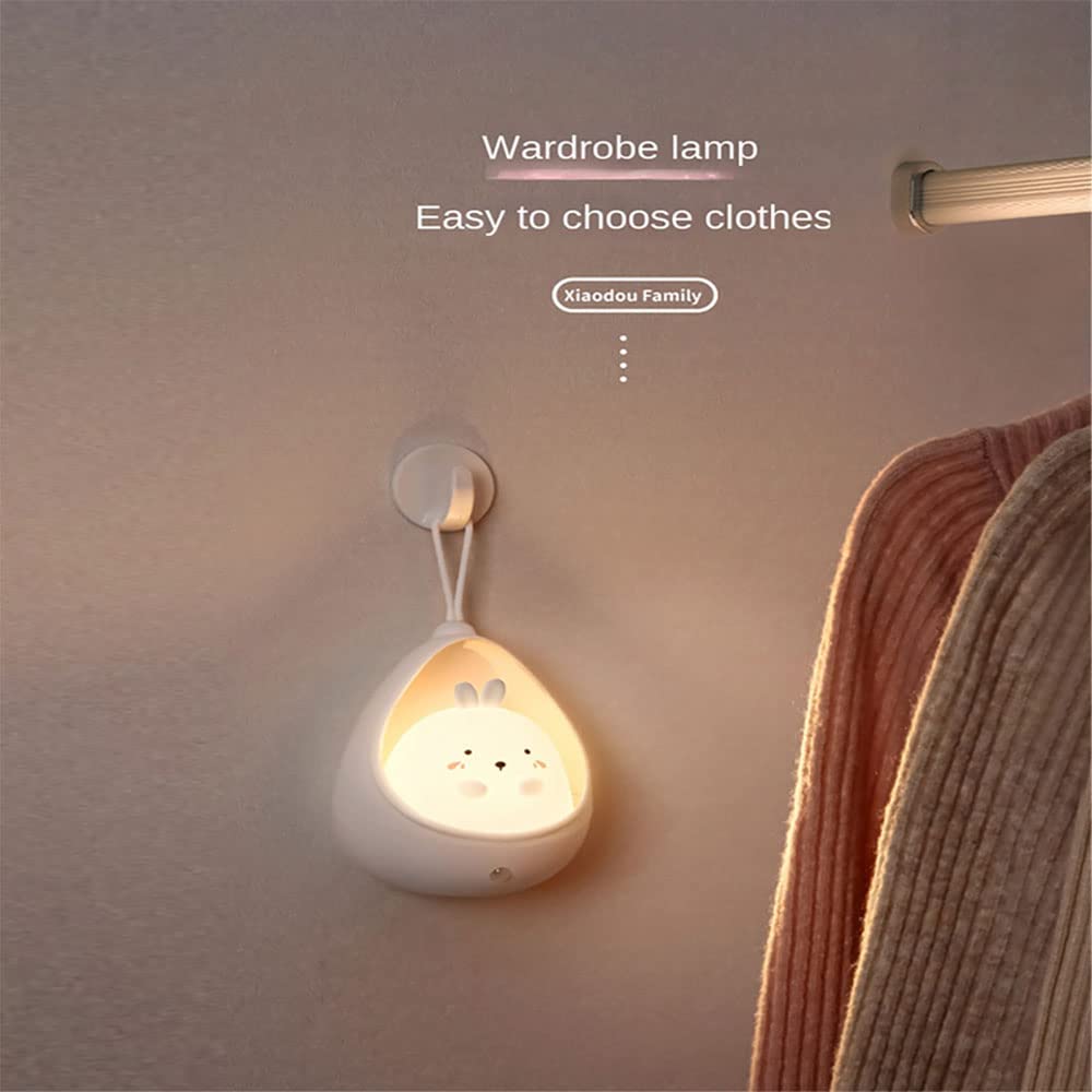 S_way Cute Night Light for Children, LED Bedside Lamp with Motion Sensor, Portable Hook, USB Rechargeable Animal Lamp for Baby Room, Birthday Gift
