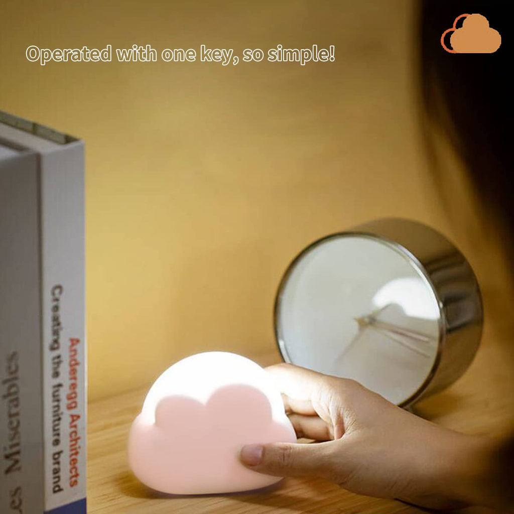 Cloud Night Light for Bedroom, Cute Bedside Lamp for Kids, Portable USB Rechargeable Yellow and White Lighting, Kawaii Room Decoration Birthday Gift (Blue)