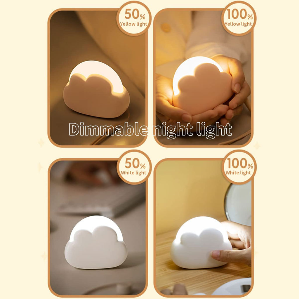 Cloud Night Light for Bedroom, Cute Bedside Lamp for Kids, Portable USB Rechargeable Yellow and White Lighting, Kawaii Room Decoration Birthday Gift (Blue)