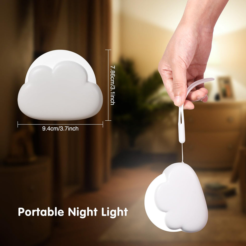 Diboniur Portable Nomadic Night Light, Rechargeable Cloud Night Light for Nursing, Baby Night Light Bedside Lamp, Baby Bedroom Decor Light, 4 Adjustable Intensities (White)