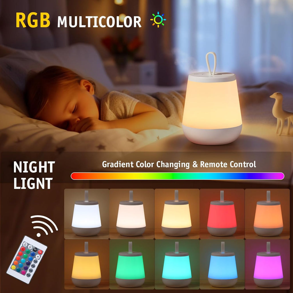 Diboniur Touch Bedroom Bedside Lamp, Multi-Color Night Light Baby Night Light Child Rechargeable LED Night Light Adult with Remote Control, Warm Fashion 16 RGB Colours