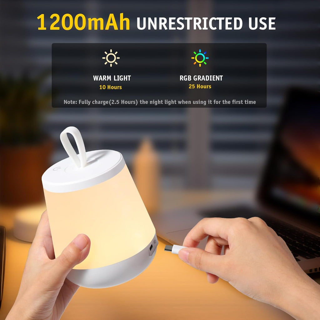 Diboniur Touch Bedroom Bedside Lamp, Multi-Color Night Light Baby Night Light Child Rechargeable LED Night Light Adult with Remote Control, Warm Fashion 16 RGB Colours