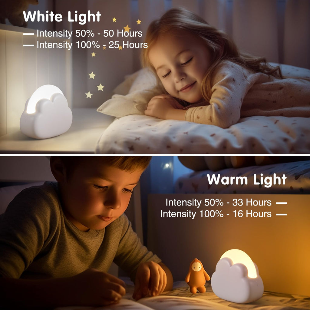 Diboniur Portable Nomadic Night Light, Rechargeable Cloud Night Light for Nursing, Baby Night Light Bedside Lamp, Baby Bedroom Decor Light, 4 Adjustable Intensities (White)