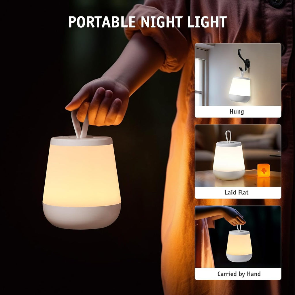 Diboniur Touch Bedroom Bedside Lamp, Multi-Color Night Light Baby Night Light Child Rechargeable LED Night Light Adult with Remote Control, Warm Fashion 16 RGB Colours